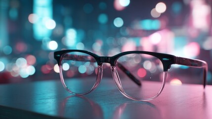 eyeglasses on the bright ophthalmology concept background