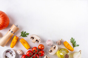 Autumn vegetable preparation dinner background