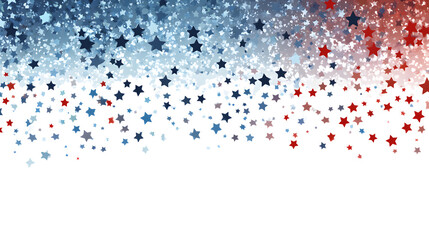 Patriotic background with falling red white and blue stars for President’s Day and national holidays in the USA