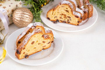 Christmas stollen, traditional festive fruit cake