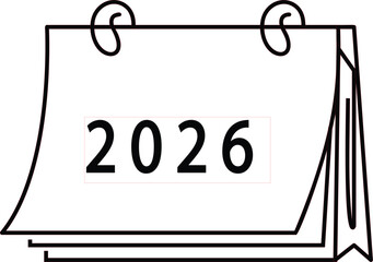 2026 calendar hand drawn doodle element  