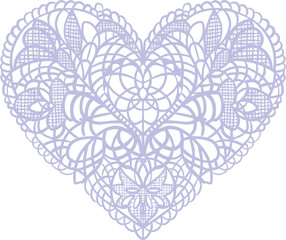 Happy Valentine's Day! A cute lilac lace heart in flat style. Perfect for cards, branding, and advertising.