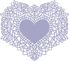 Happy Valentine's Day! A cute lilac lace heart in flat style. Perfect for cards, branding, and advertising.