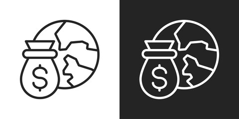 economic Icon In Black And White Line Style