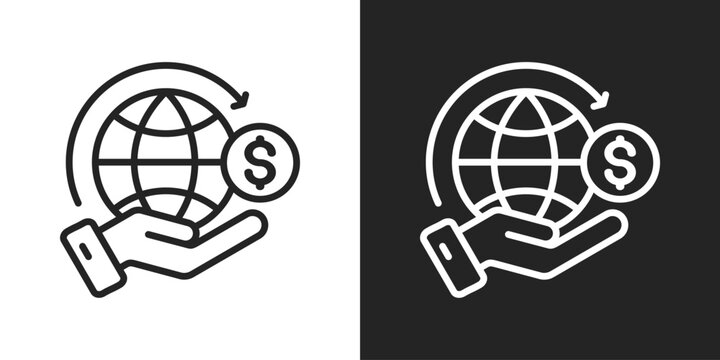 return on investment Icon In Black And White Line Style