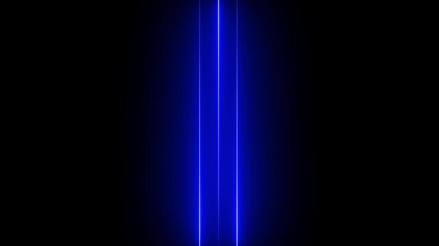 Neon Light Glowing blue Color Seamless animation on black background Abstract neon blue rays and glowing lines animated. Neon Light Line Technology, line animation 4K Background Video.
