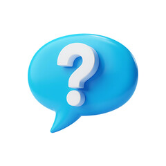 Blue Question Mark Speech Bubble 3D PNG