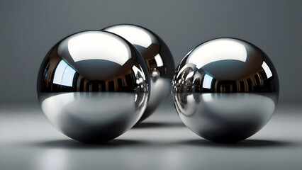 3D metallic spheres floating in minimalist