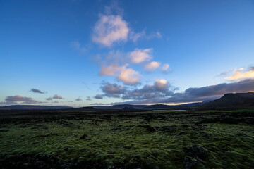 Scenery with a volcano crater and lava in Iceland