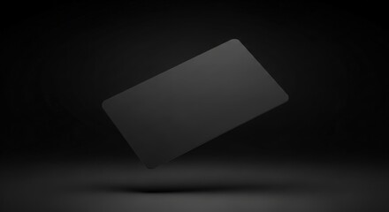 Clean black card template floating over dark background &mdash; minimalistic 3D concept