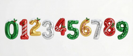 Festive balloon numbers display christmas celebration 3d text isolated cheerful environment holiday spirit