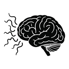 Brain human organ with energy or sound wave lines