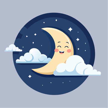 Lune et nuages stylis&eacute;s symbolisant le sommeil et la d&eacute;tente