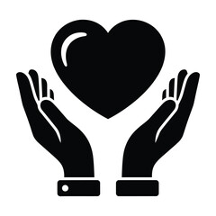 Heart being held by human hands icon