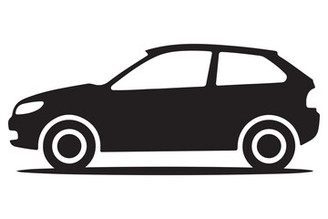 Car silhouette in black and white background minimal automotive outline illustration
