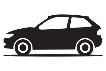 Car silhouette in black and white background minimal automotive outline illustration
