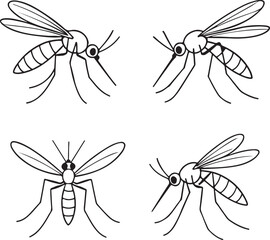 Set  of mosquito line art