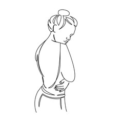 One continuous single drawing line art flat doodle beautiful, girl, beauty, young, hair, woman, fashion. Isolated image hand draw contour on a white background
