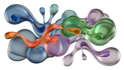 Vibrant liquid splash with dynamic abstract flow on transparent background