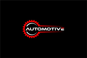Automotive Logo Design with Gear Symbol and Bold Typography.