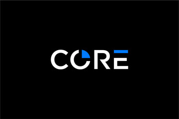 CORE text logo with blue accent on black background.