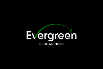 Evergreen Logo with Green Arc and Slogan on Black Background.