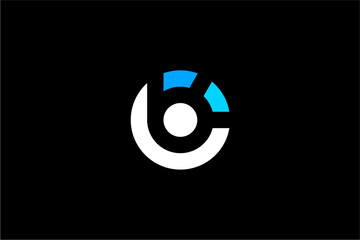 Modern Abstract Logo Design with Circular Elements and Blue Accents.