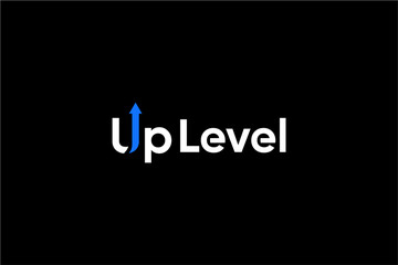 Up Level Logo with Blue Arrow Symbol.