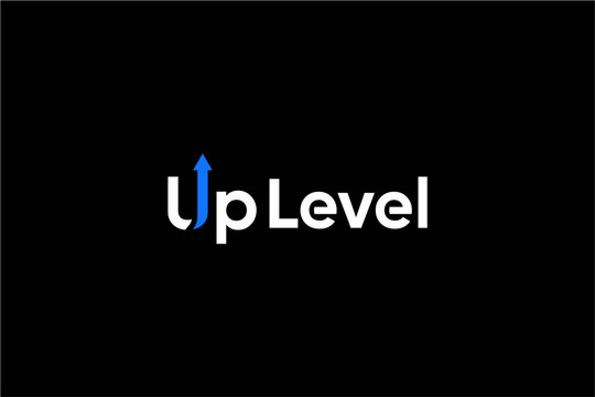 Up Level Logo with Blue Arrow Symbol.