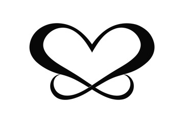 Heart and infinity symbol black silhouette representing eternal love concept Vector illustration