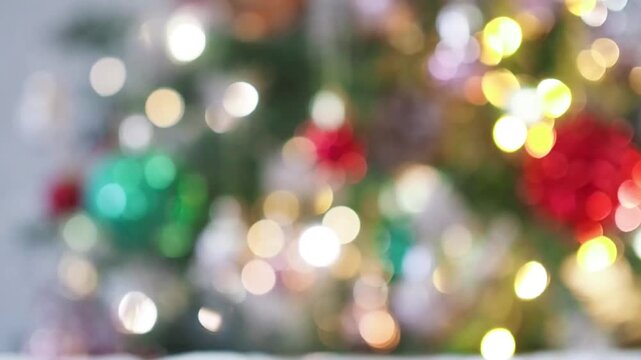 Beautiful defocused blurred Christmas tree lights bokeh for Christmas festive background holiday