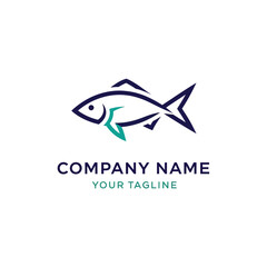 Modern Fish Logo Design Template with Company Name and Tagline.
