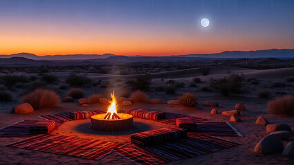 Moon Over Crimson Dunes