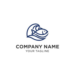 Fototapeta premium Simple blue fish logo design template for company branding and identity.