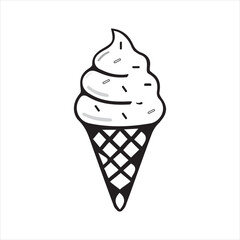 Simple Ice Cream Cone Line Art