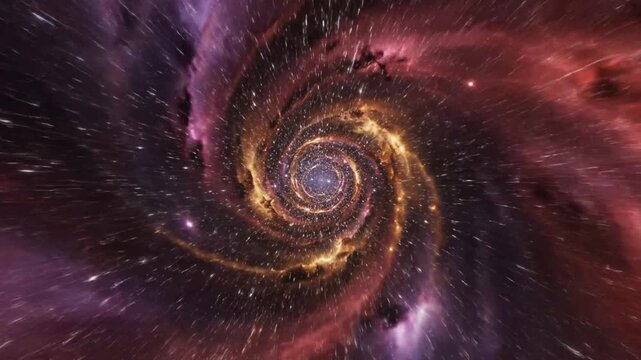 Colorful cosmic tunnel swirling with nebulae