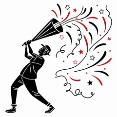 Party horn blower silhouette strong black fill 