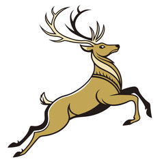 Reindeer jumping silhouette smooth black fill white