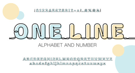 Continuous One-Line Alphabet Font. Modern Linear Letters, Numbers and Symbols for Creative Typography, Doodle Style, Continuous Line Art Uppercase and Lowercase Set