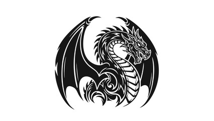 Naklejka premium Illustrative Design of a Mythical Dragon with Outstretched Wings on a White Background