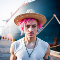 punk pirate man portrait ship dock hero shipping traveler