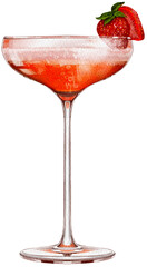Strawberry Daiquiri Cocktail Illustration