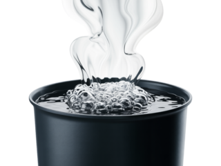 Steaming hot pot with smoke png element, isolated on transparent background