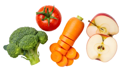 Fresh mixed vegetables on transparent background.