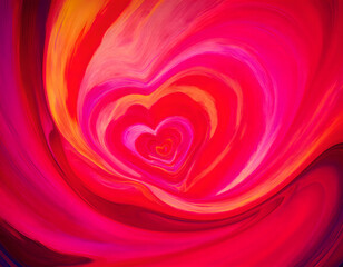 Painting in warm tones representing an abstraction of the abyss of love.