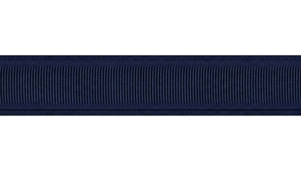 Transparent background closeup of dark blue textured fabric trim or ribbon edge isolated on transparent background