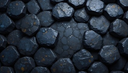 Dark hexagonal stone pattern creating elegant textured wallpaper background ideal for modern presentations and slides