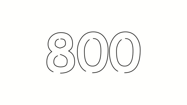 800 date, number object business. One line drawing doodle hand drawn picture. Video 4k  object illustration, minimalism hand drawn sketch design modern new