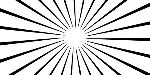Obraz premium Black and white radial lines background in comic book. Manga speed frame. Vector illustration.