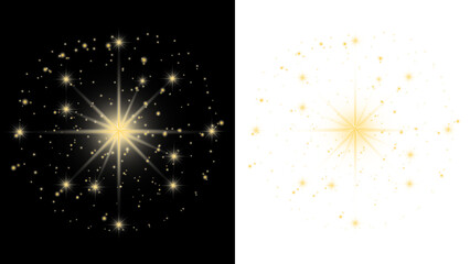 Colorful fireworks vector illustration on a glowing night sky background